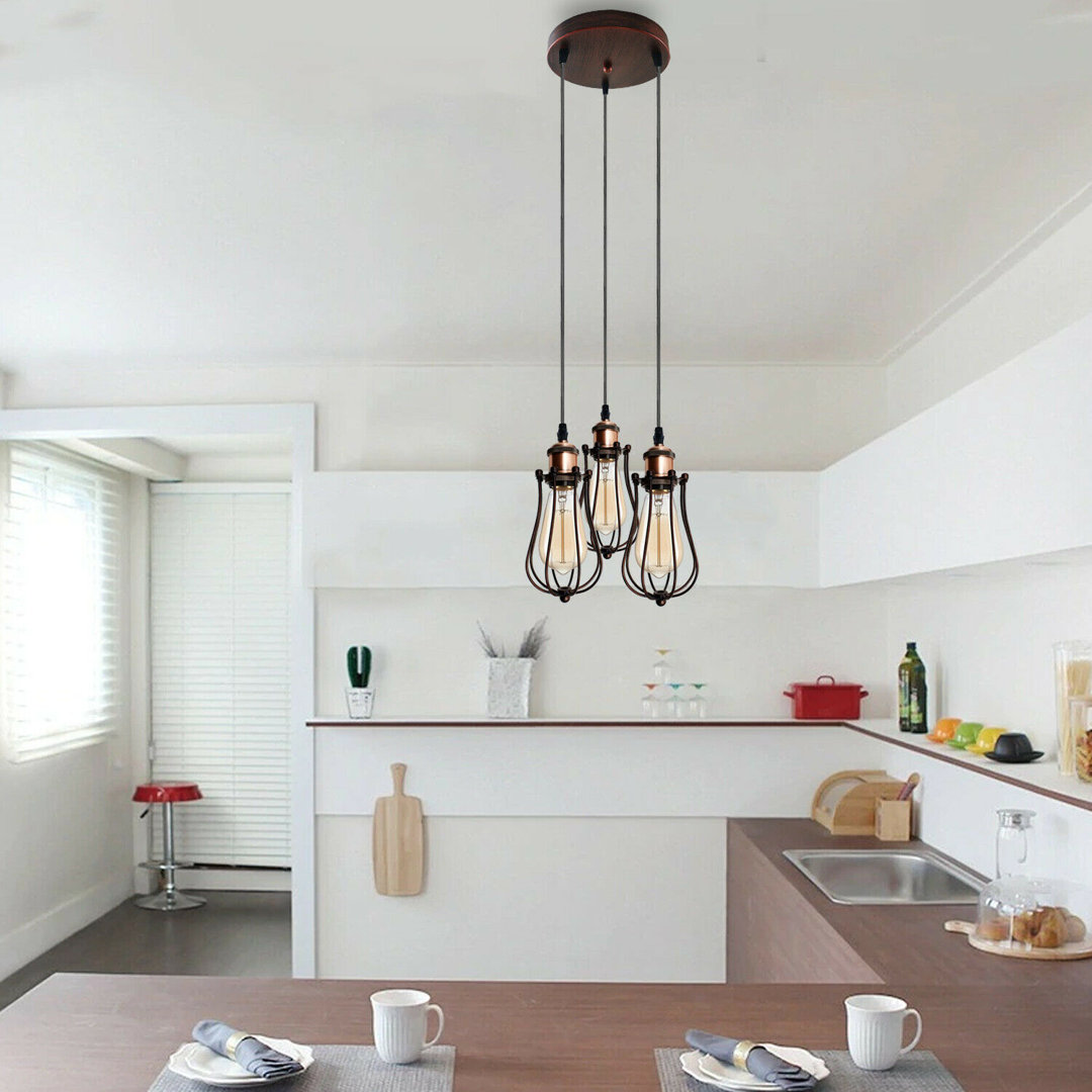 Beckstead 3 - Light Rustic Red Cluster Pendant