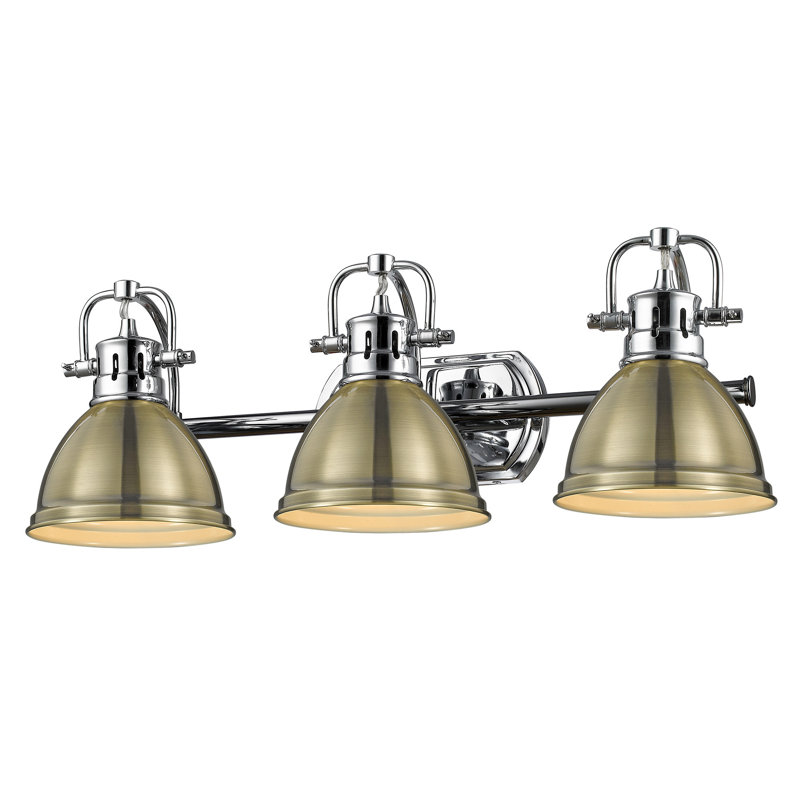Drakeford Vanity Light, Chrome, Aged Brass, 3 Lights
