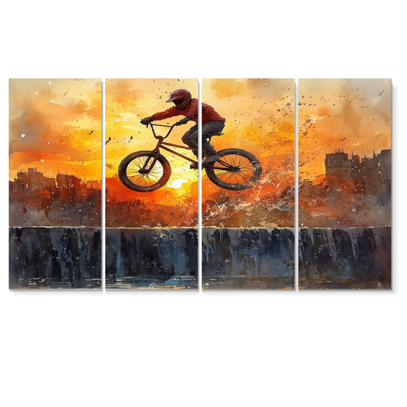 Ensemble de salon art mural orange Bmx Legacy, H 28 po x l 48 po