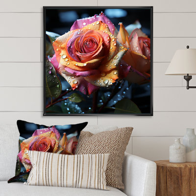 Rainy Rose Burst Of Rainbow Colors sur toile