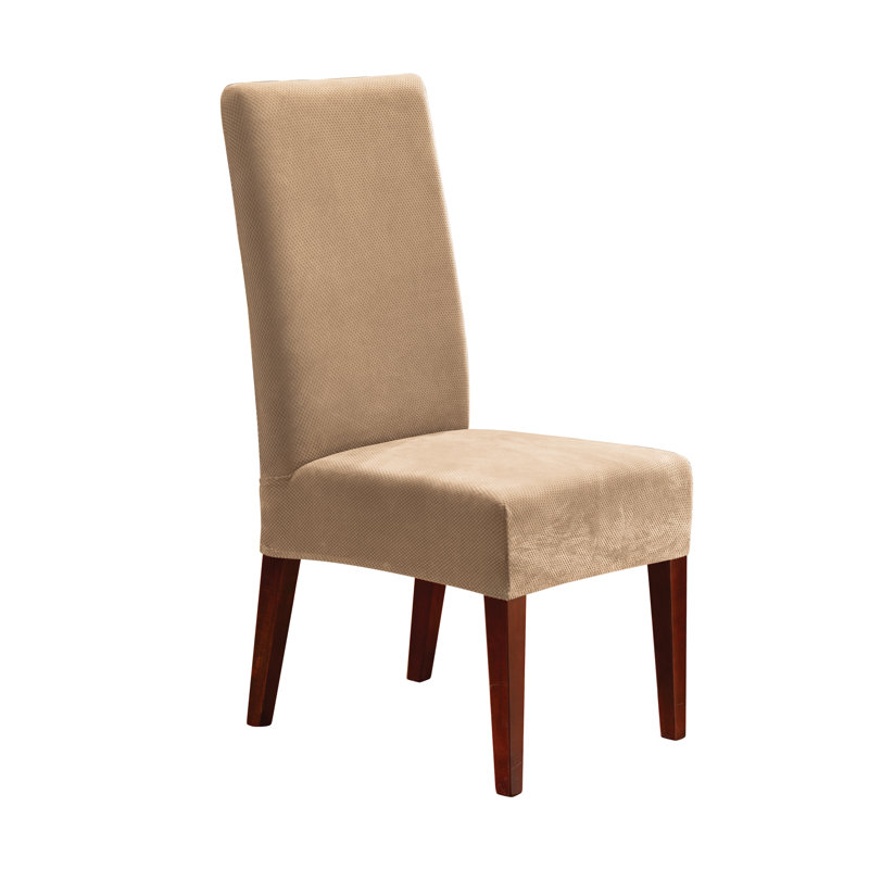 Cream Stretch Pique Short Dining Chair Slipcover