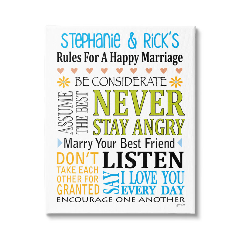 Happy Marriage Rules cmw-016, 20'' H x 16'' W, Wrapped Canvas, Yes