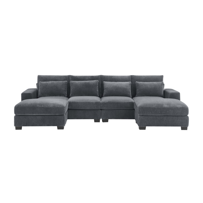 Canapé modulaire Laguna, Velours côtelé gris