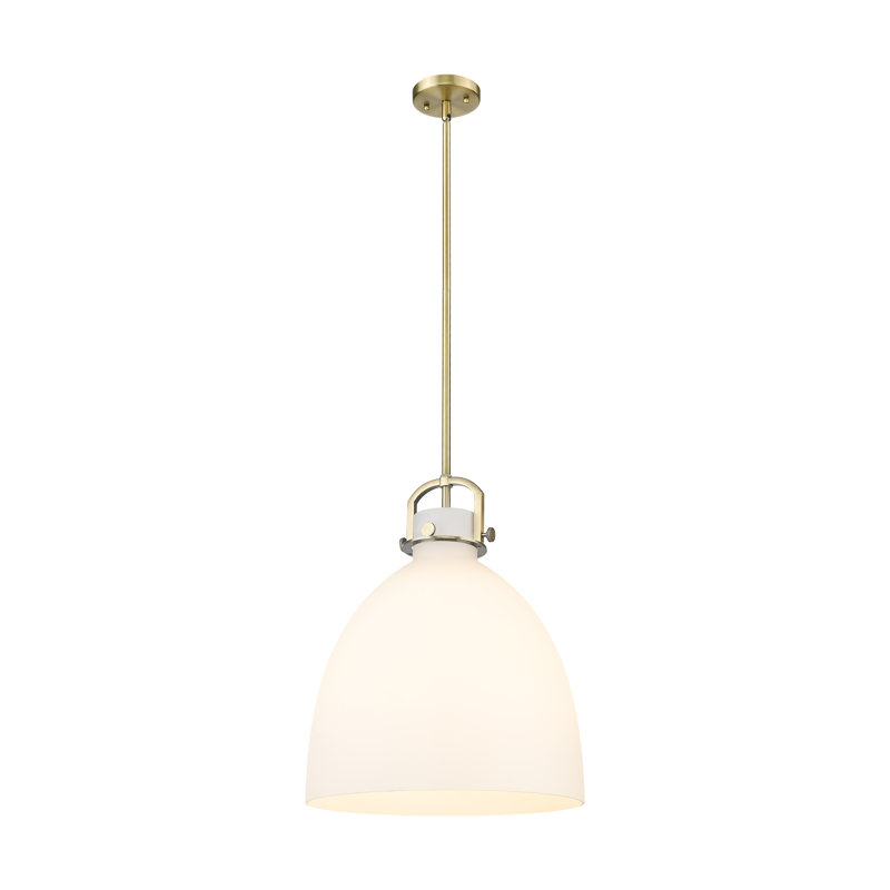 Luminaire suspendu 1 lumière Badillo, Laiton brossé, Blanc mat, H 19,63 po x l 16 po x P 16 po