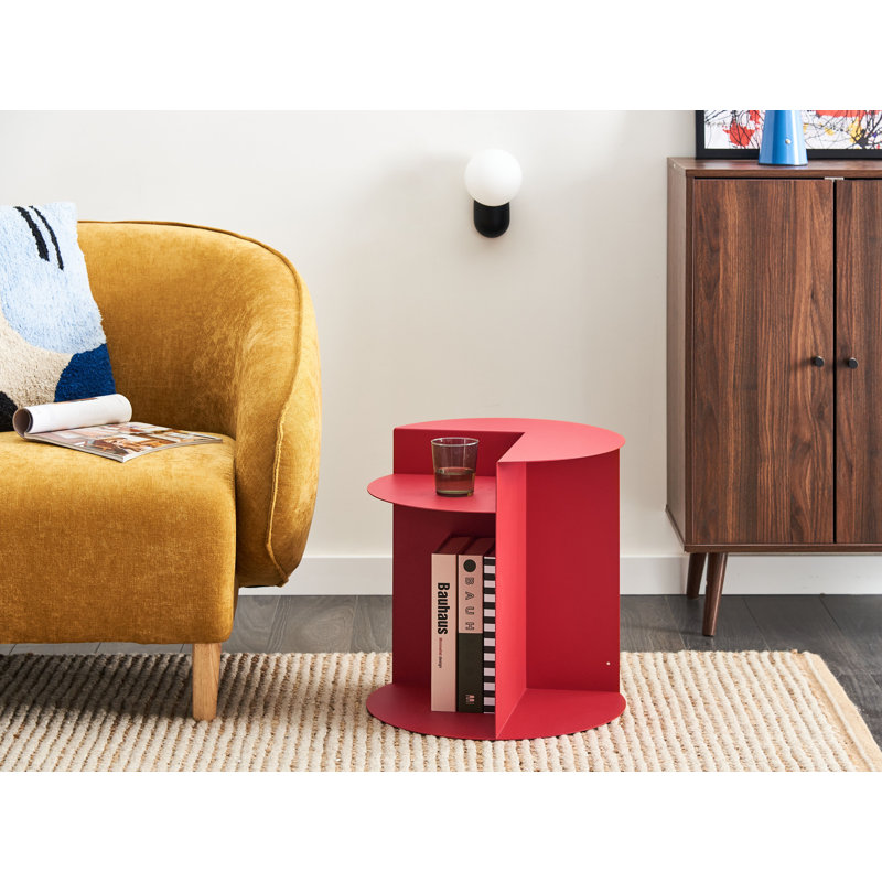 Metal Side Table with Storage, Red