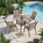 37.8" Square Patio Table For 4, Metal Outdoor Dining Table With Umbrella Hole,Brown-416040766