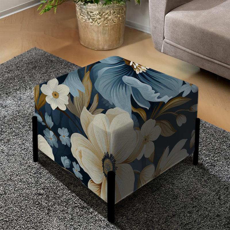 Motif floral Blue Coastal Dreams - repose-pieds carré floral