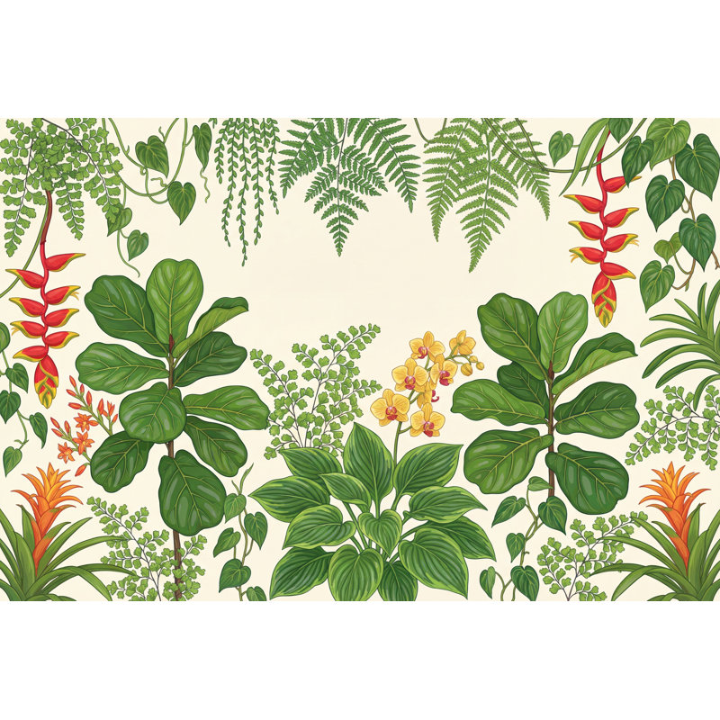 Papier peint botanique tropical, Peel and Stick, 200 po x 120 po