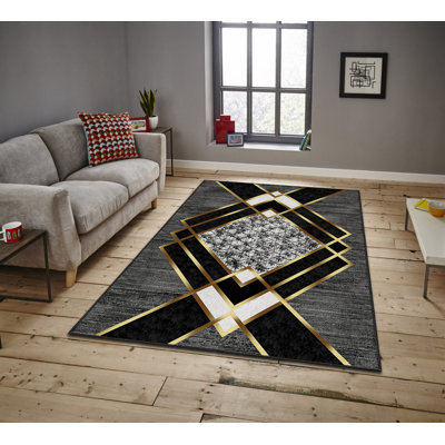 Luxurious Area Rug, 100% Polyester, 5.9 x 9.2 Feet | 740 g/m² Weight, Non-Slip Felt Dot Underside, Easy Clean Velvet Fabric, 0.08 in Pile Height | Machine Washable, Perfect for Living Room & Bedroom Décor