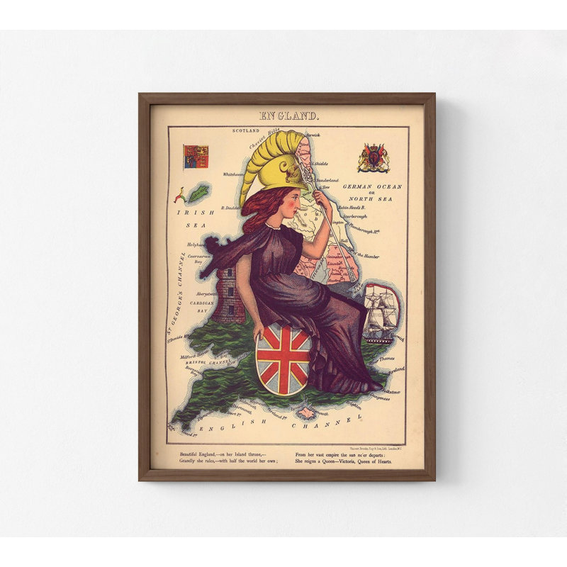 Anthropomorphic Map Of England, England Poster Print, Caricature Map Poster, Cartoon Map Picture Print, UK Wall Decor, United Kingdom