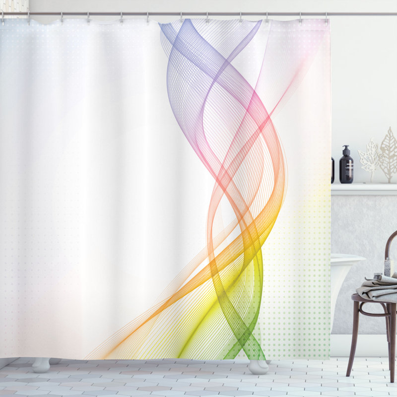 Rideau de douche simple Rainbow ondulé alexzandrya, H 75 po x l 69 po