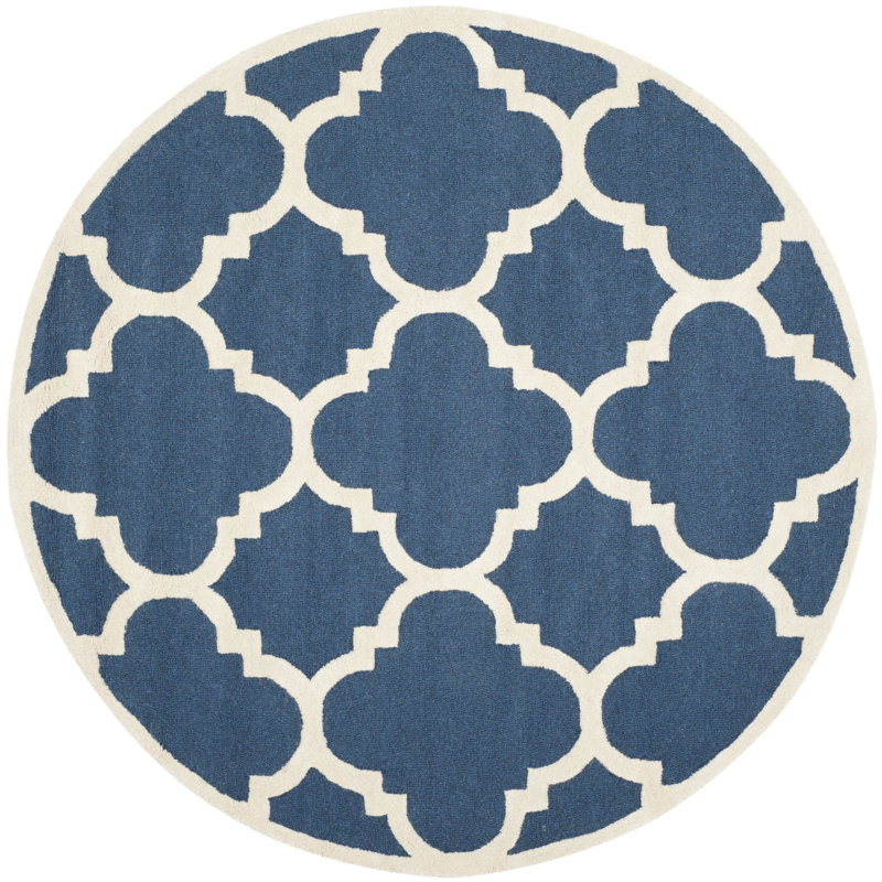 Cannen Hand Tufted Wool Geometric Rug, Round 6'
