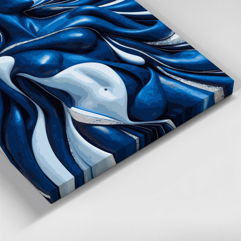 Art mural abstrait sur toile bleue, H 12 po x l 12 po