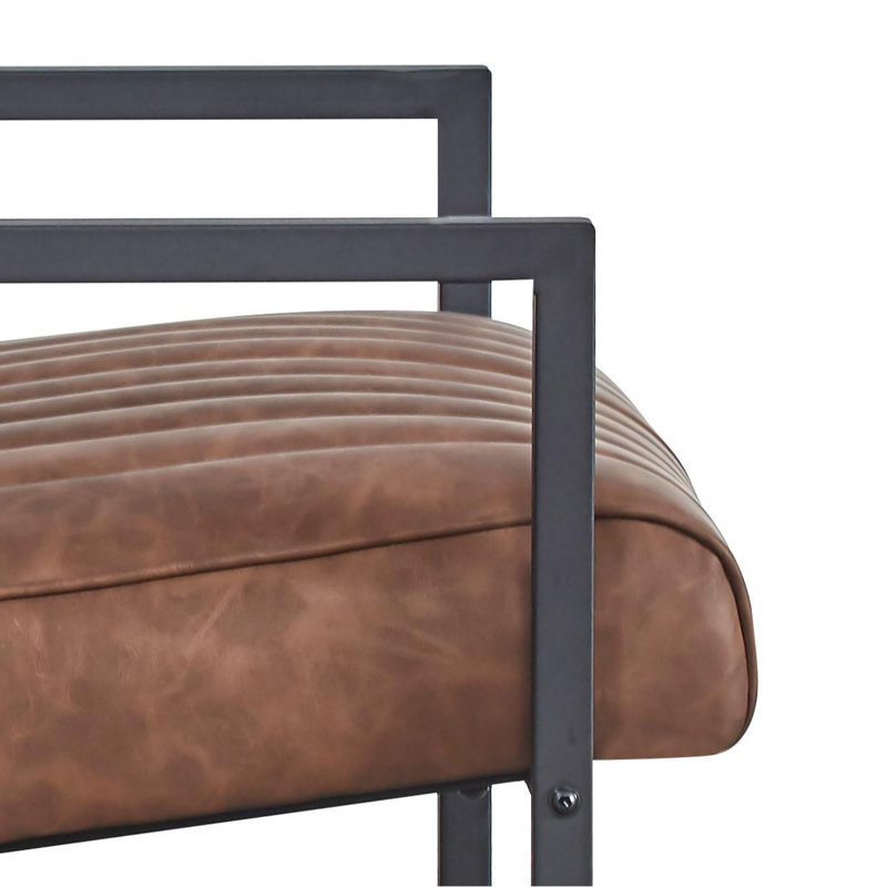 Everdeen Tufted Polyester Armchair, Living room chair, Bedroom chair with  metal frame, Black, Brown Leather