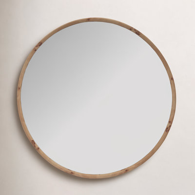 30" Burl Wood Round Mirror