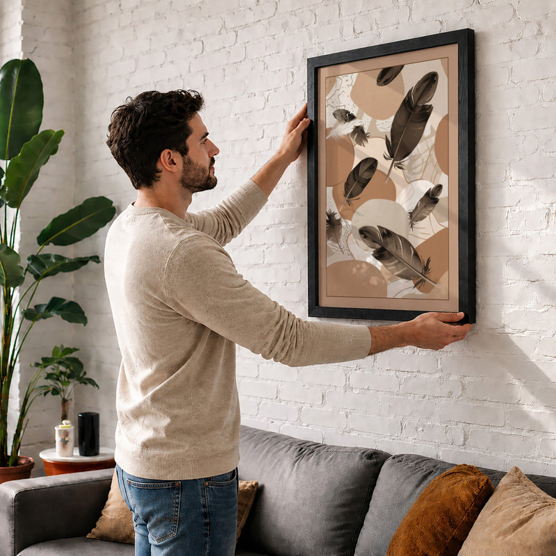 Scattered Feathers Minimalist - Print, Black, A3 - 42.0 x 29.7 cm