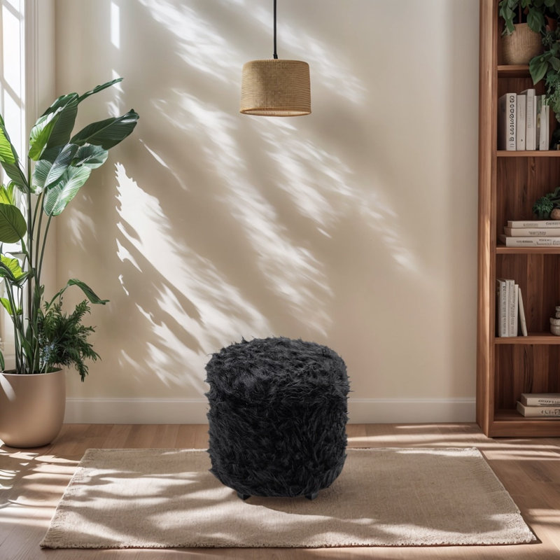 Upholstered Faux Fur Cube