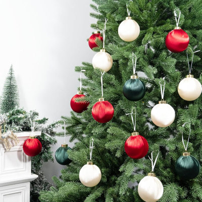 24 boules de Noël en satin de 2,36 pouces en soie incassable ornements d'arbre de Noël pour décorations suspendues d'arbre de Noël décoration de fête de mariage