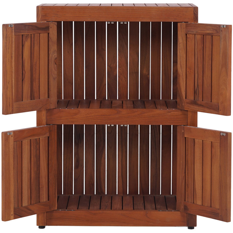 Sula Two-Level Teak Tower Floor Cabinet