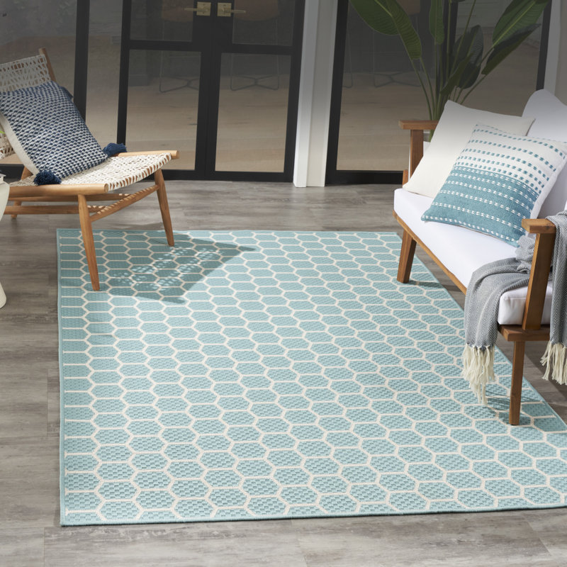 Tapis intérieur / extérieur géométrique réversible Kyee, Rectangle 4 pi x 6 pi