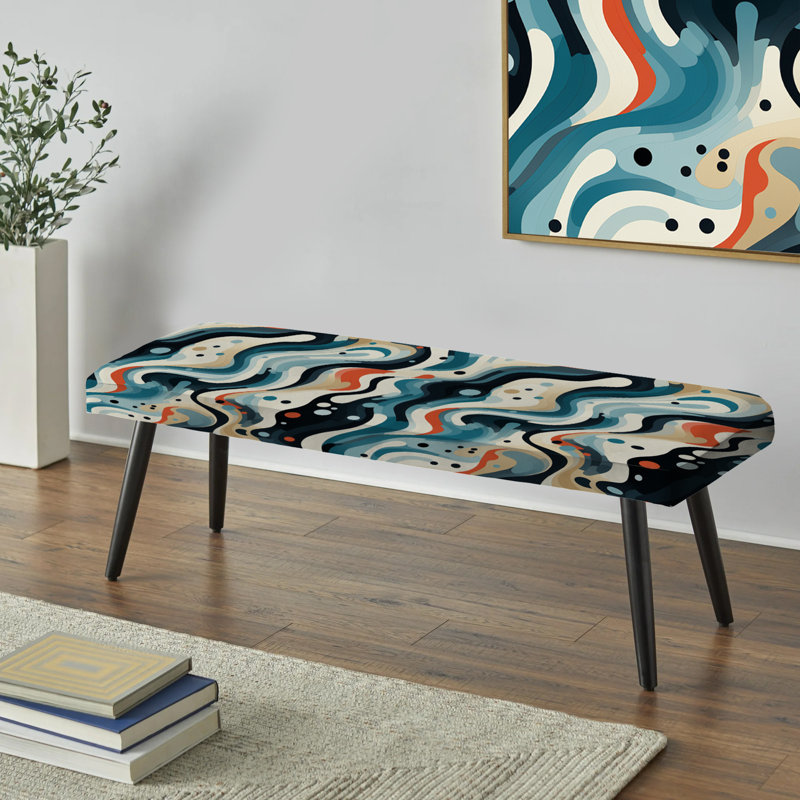 Banc rayé bleu et blanc à rayures géométriques futuristes