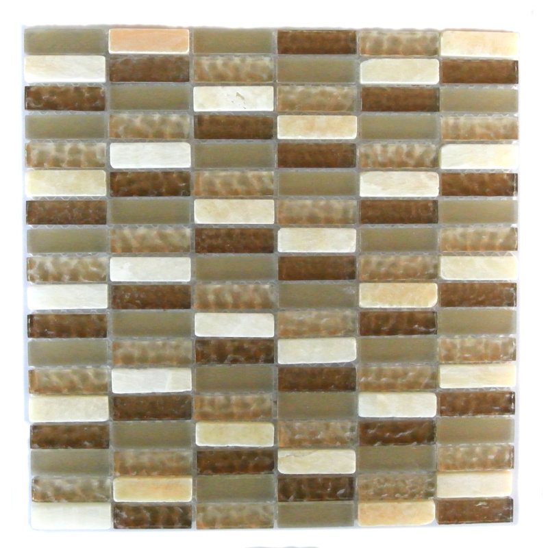 Carreau de mosaïque pour mur et plancher en pierre naturelle / brique de verre 0,63 po x 2 po Quartz, Macadamia