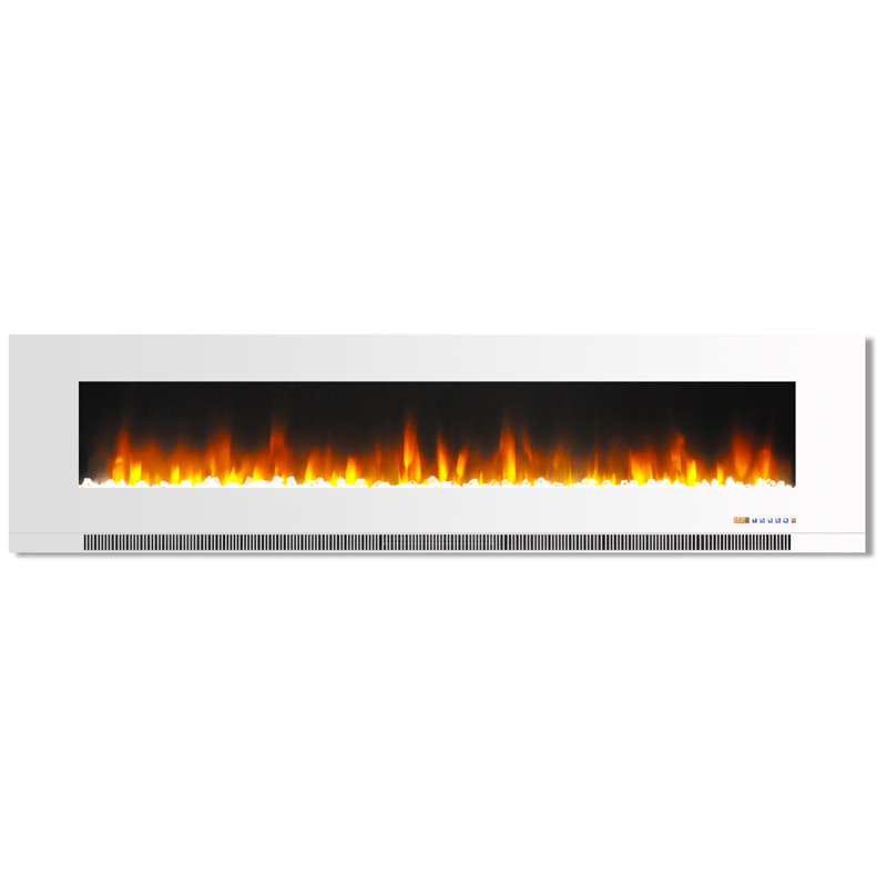White Wall-Mount Electric Fireplace with Multi-Color Flames