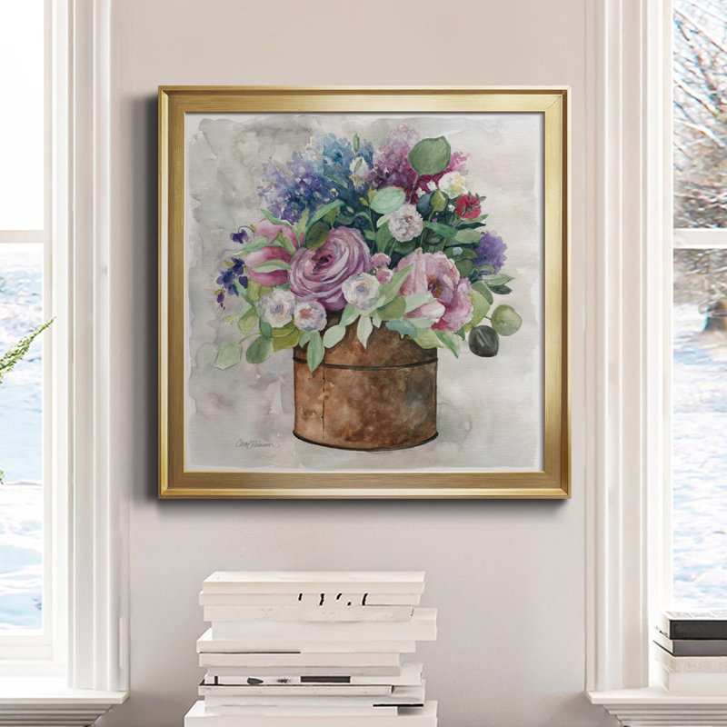 My English Garden - peinture sur toile encadrée, H 17,5 po x l 17,5 po x P 1,5 po, Or