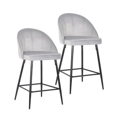 Upholstered Counter Stool with Metal Frame