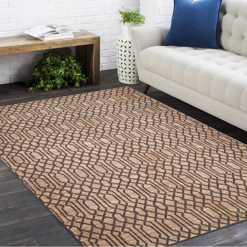 Sophie Geometric Area Rug in Brown/Beige, Rectangle 6' x 9'