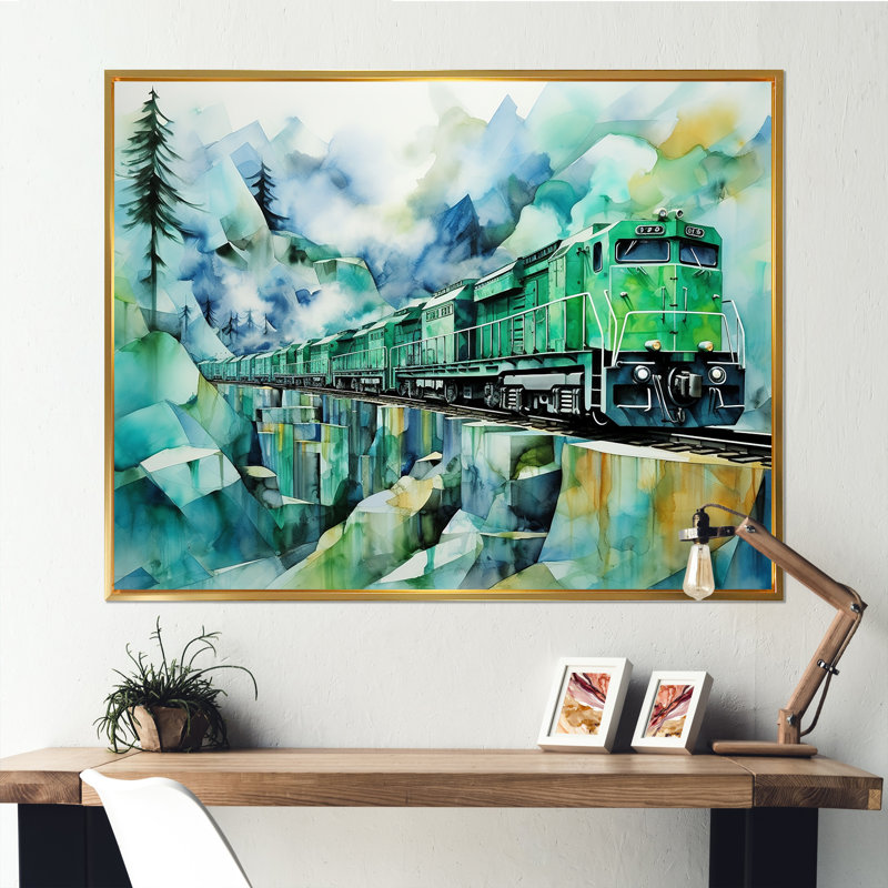 Voyage en train luxueux et relaxant III, H 24 po x l 32 po x P 1 po, Cadre flottant doré