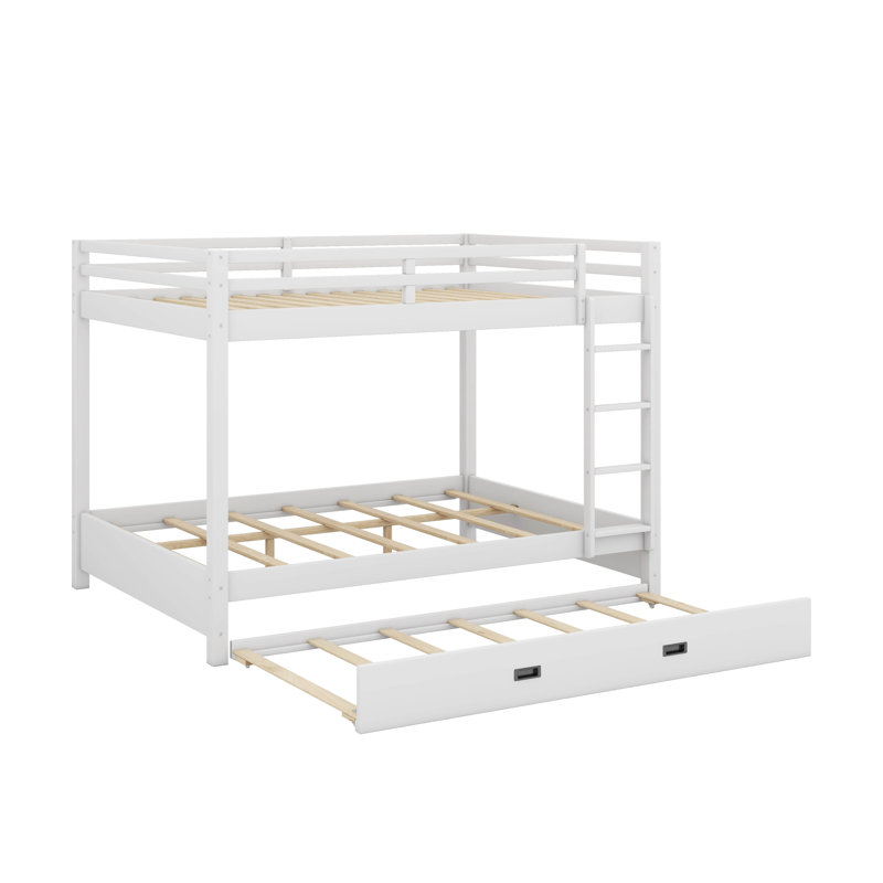 Lit superposé en bois avec lit gigogne, Blanc