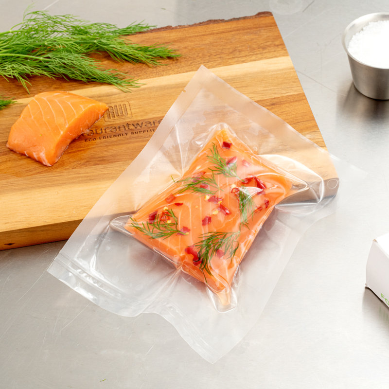 Restaurantware-Fresh Hero 6 x 8 Inch Vacuum Sealer Bags, 100 Food Storage Bags - 3 mil Thick, Microwavable, Clear Plastic Sous Vide Bags, Freezable, For Storing Food Or Sous Vide Cooking