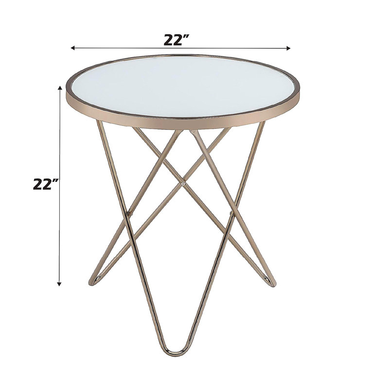 Plateau en verre mat avec table au fini champagne brillant