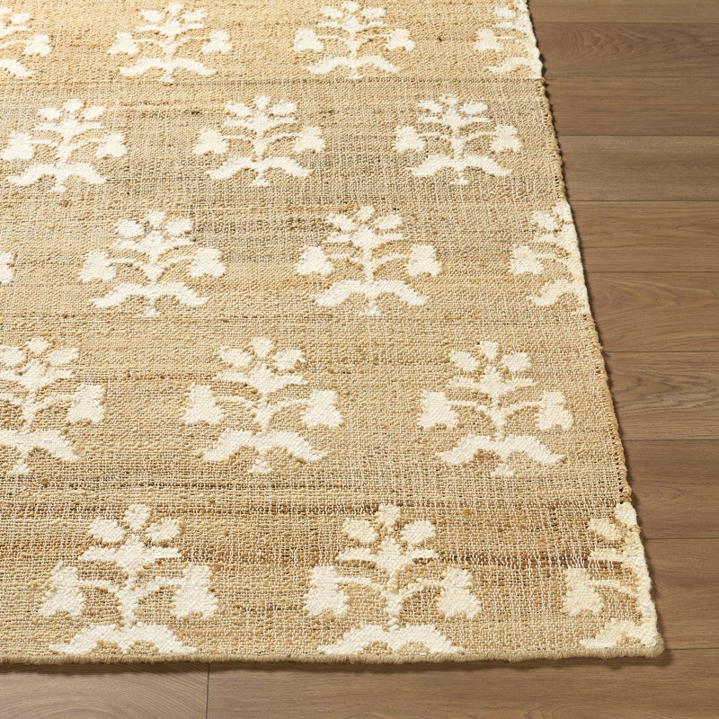 Moroccan Hand Woven Area Rug, Rectangle 200 x 275 cm, Sandstone/Ivory