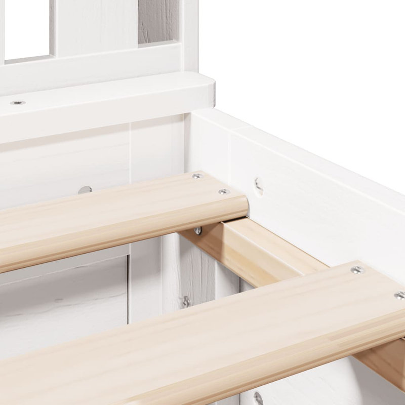 Mogadore Solid Wood Bed, 135 x 190 cm, White