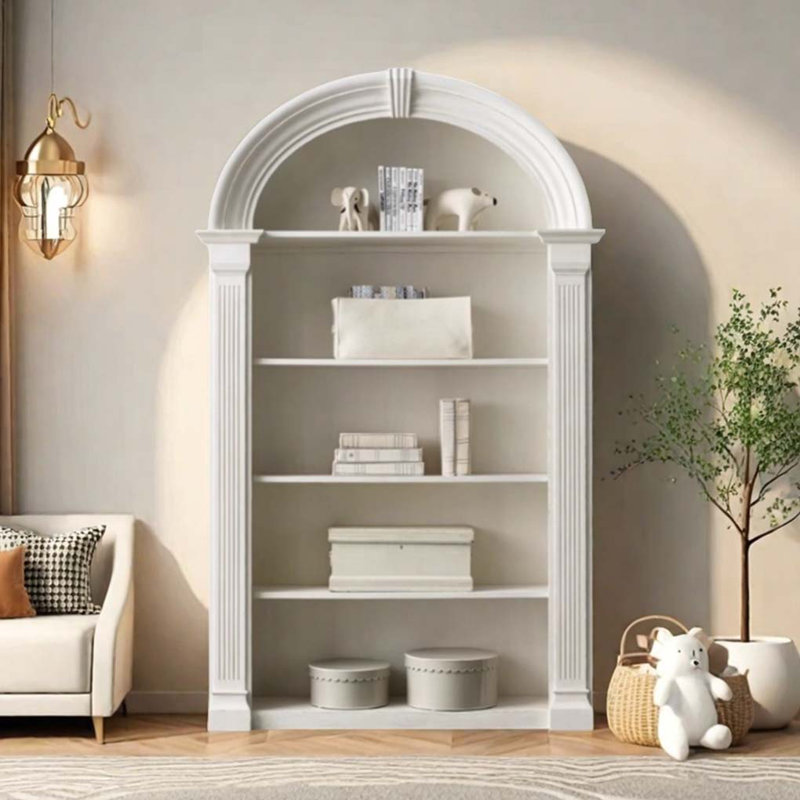 White Arched Display Cabinet Bookcase