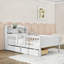 Lit plateforme simple en bois avec tiroirs de rangement, tablettes, port USB et lumière DEL-1072572159