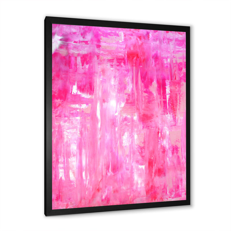 Reproduction d'art moderne sur toile rose, art abstrait VII, H 20 po x l 12 po x P 1 po, Impression noire sur toile encadrée