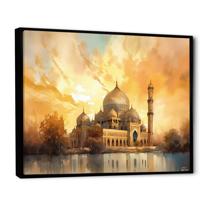 «Scared Mosque II», reproduction sur toile, H 16 po x l 32 po x P 1 po, Cadre flottant noir