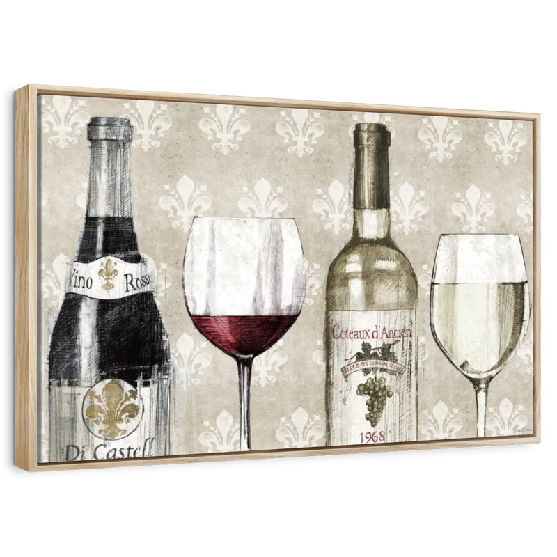 Crayon à vin III, Cadre flottant en bois naturel, 43 po x 29 po