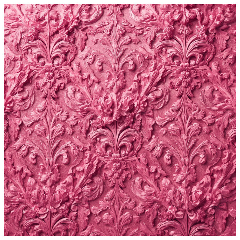 Édredon rose damassé orné, Très grand lit