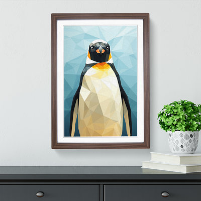 Penguin Geometric - Single Picture Frame Print on Wood