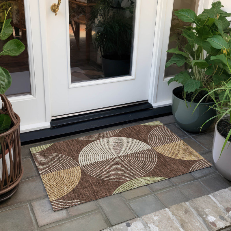 Machine Washable Indoor/Outdoor Hovey ACN2281 Geometric Rug, Rectangle 1'8" x 2'6"