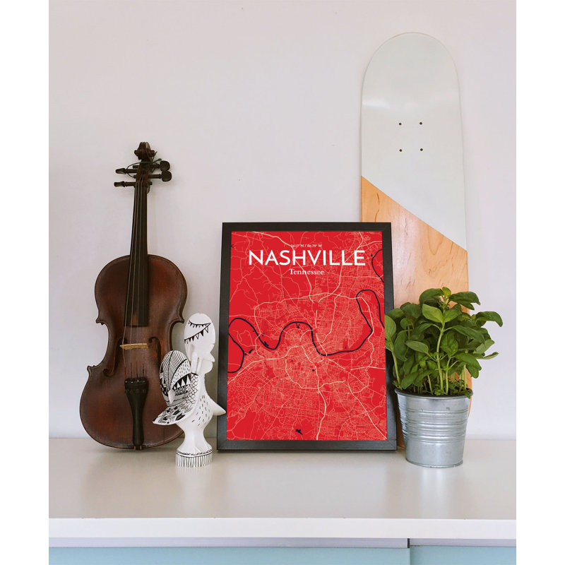 Nashville City Map - No Frame Print, 43.2cm H x 27.9cm W x 0.13cm D