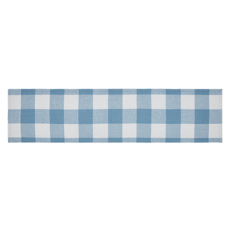 Annie Buffalo Check Dining Linens, Blue/White, 48" x 12"