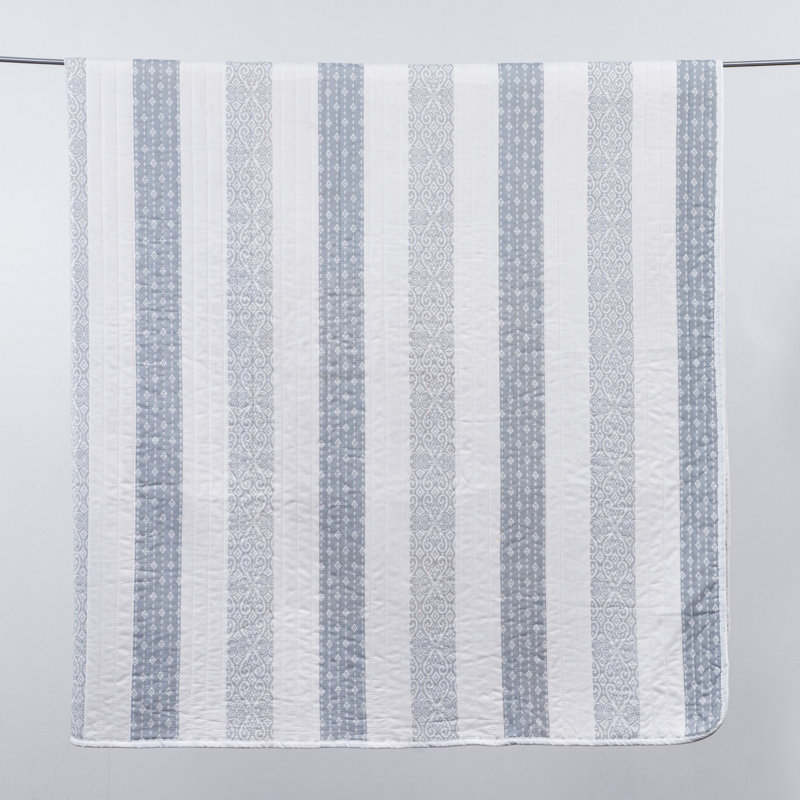 Adele Twin Reversible Striped Microfiber Quilt Set