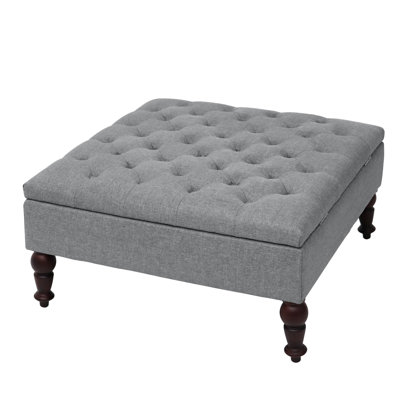 Reyer 33.8 inch Wide Fabric Upholstered Tufted Square Storage Ottoman by Alcott Hill
