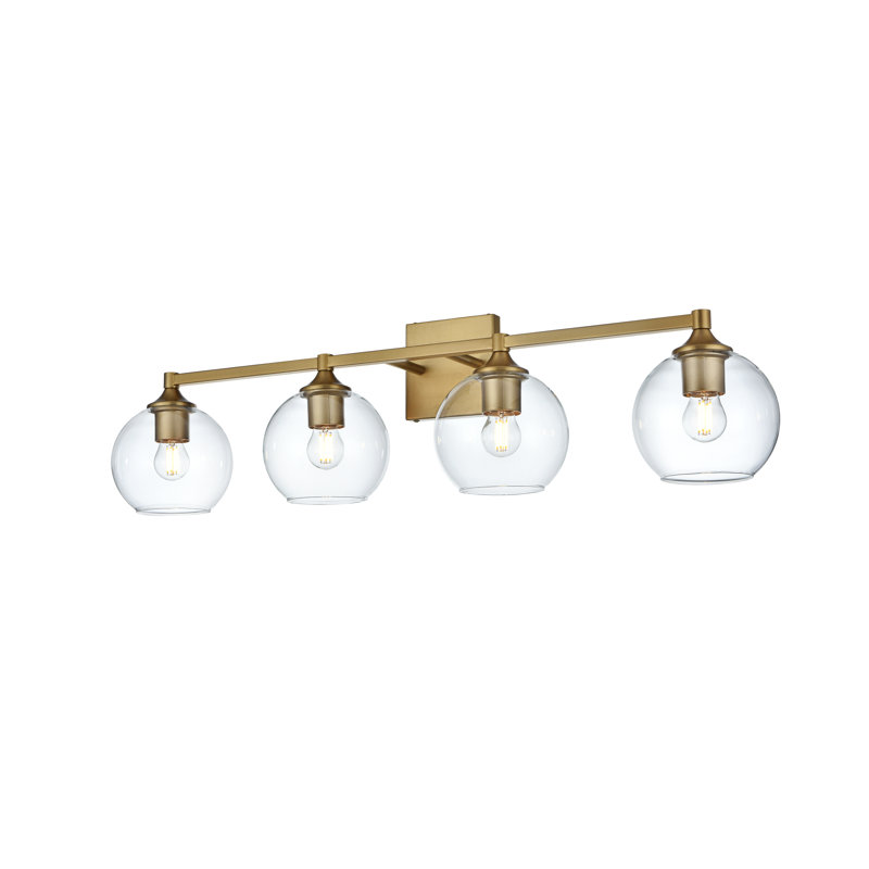 Lumière de meuble-lavabo à intensité variable, Doré, H 9 po x l 33 po x P 33 po, Quatre lumières