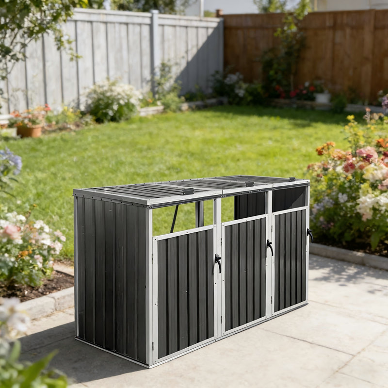 Durable Metal Sheds For Storage, Large Capacity Outdoor Trash Bin Solution